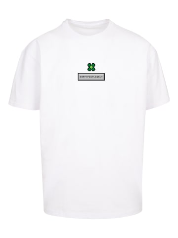 F4NT4STIC T-Shirt Silvester Happy New Year Pixel Kleeblatt in weiß
