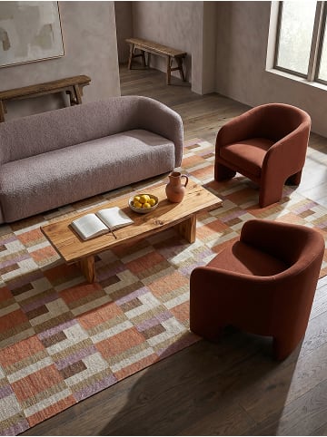 KADIMA DESIGN Teppich Flachgewebe Pflegeleicht COQUET Kachel Muster Wohnzimmer in Orange-Natur