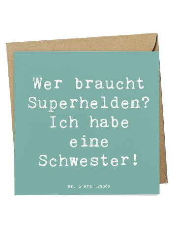 Mr. & Mrs. Panda Einladungskarte Spruch Liebe Schwester mit Spruch in Meeresbrise