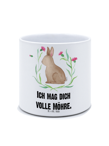 Mr. & Mrs. Panda Großer Blumenkübel Hase Sitzen mit Spruch in Weiß