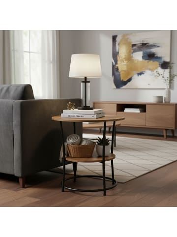 relaxdays Beistelltisch in Dunkelbraun/ Schwarz - (H)55 x Ø 55 cm