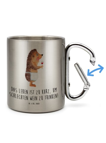 Mr. & Mrs. Panda Becher Igel Wein mit Spruch in Silber