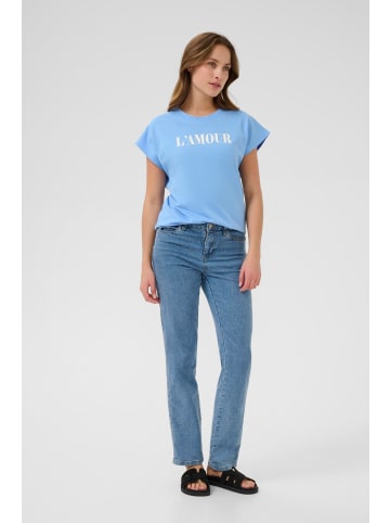 Kaffe T-shirt KAbine Regular fit in Vista Blue W. Chalk Print