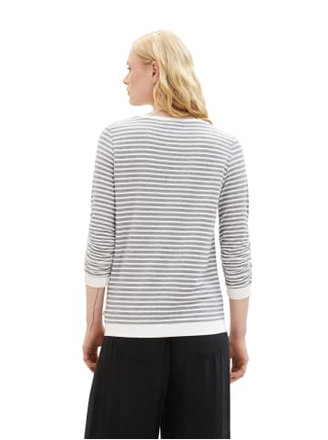 Tom Tailor Gestreiftes Shirt Striped Jacquard Sweatshirt in Blau