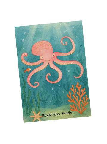 Mr. & Mrs. Panda Postkarte Tintenfisch Design ohne Spruch in Weiß
