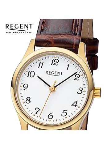 Regent Analog-Armbanduhr Regent Lederarmband braun klein (ca. 26,5mm)