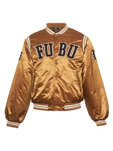 FUBU FUBU Herren FM233-001-1 FUBU College Satin Varsity Jacket in brown/black/creme