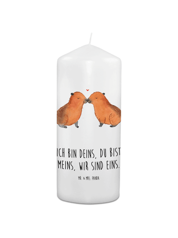 Mr. & Mrs. Panda Weihnachtskerze Capybara Liebe mit Spruch in Weiß