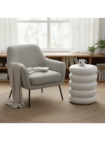 relaxdays Beistelltisch "Bubble" in Weiß - (H)45 x (Ø)31 cm