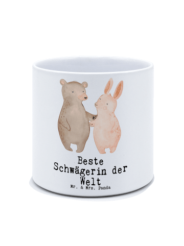 Mr. & Mrs. Panda XL Blumentopf Hase Beste Schwägerin der Welt mi... in Weiß