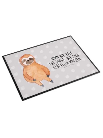 Mr. & Mrs. Panda Tischunterlage Faultier Zufrieden mit Spruch in Grau Pastell
