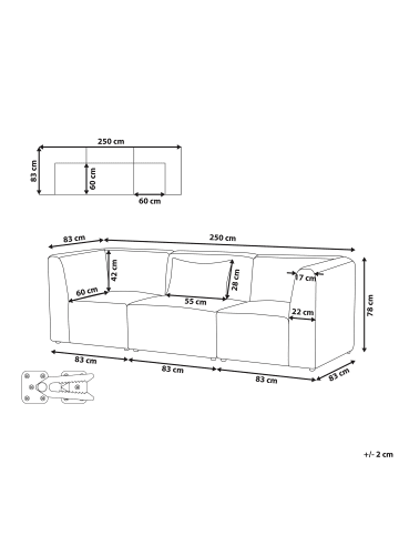 Beliani 3-tlg Modulsofa LEMVIG in Rot