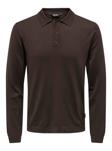 Only&Sons Polo Langarm Shirt Basic Pullover ONSWYLER in Braun