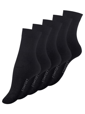 Cotton Prime® 10 Paar Socken Basicsocken ohne Gummibund, Komfortsocken in Schwarz