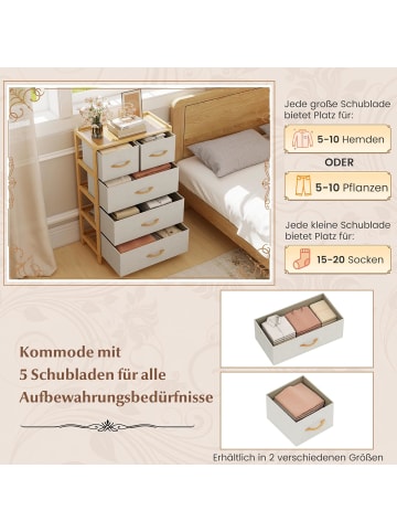 COSTWAY Kommode mit Stoffschubladen 58 x 30 x 94 cm in Beige