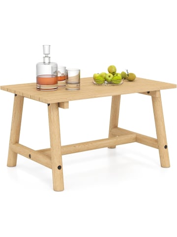 COSTWAY Gartentisch Massivholz rechteckig 90 x 55 x 50 cm in Hellbraun
