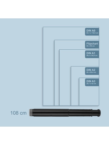 relaxdays Posterrolle in Schwarz/ Grau - (H)50-108 x Ø 8,5 cm