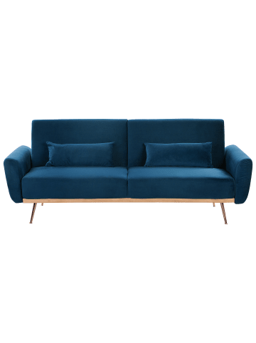 Beliani Schlafsofa EINA in Blau/Kupfer - (W) 210 x (H) 86 x (L) 81 cm