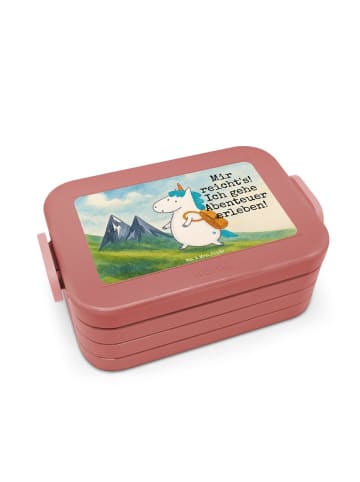 Mr. & Mrs. Panda Bento Box Einhorn Bergsteiger Design mit Spruch in Rot Pastell