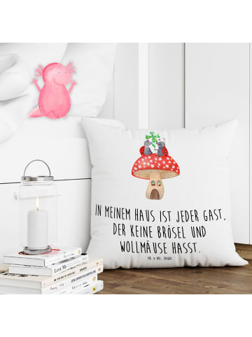 Mr. & Mrs. Panda Deko Kissen Marienkäfer Fliegenpilz mit Spruch in Weiß