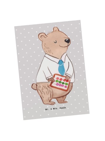 Mr. & Mrs. Panda Postkarte Bürokaufmann Herz ohne Spruch in Grau Pastell