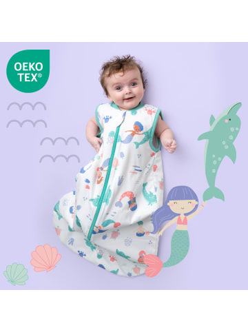 Schlummersack Babyschlafsack, 1.0 TOG in Weiß-Türkis