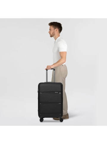 D&N Travel Line 4300-Plus 4 Rollen Trolley M 65 cm mit Dehnfalte black