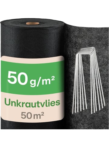 Praknu Unkrautvlies 50g/m² 50m² - 24 Erdanker Wasserdurchlässig UV-Stabil