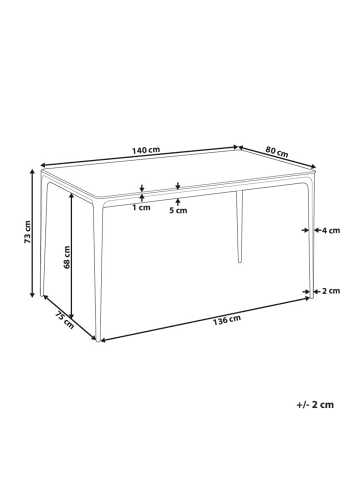 Beliani Esszimmertisch JOLLEIN in Weiß/Schwarz - (W) 80 x (H) 73 x (L) 140 cm