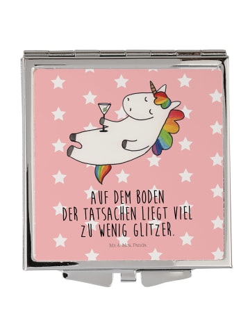 Mr. & Mrs. Panda Schminkspiegel Einhorn Blümchentail mit Spruch in Rot Pastell