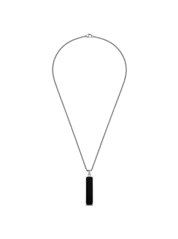 True Rebels Halskette aus Edelstahl mit Achat in silber