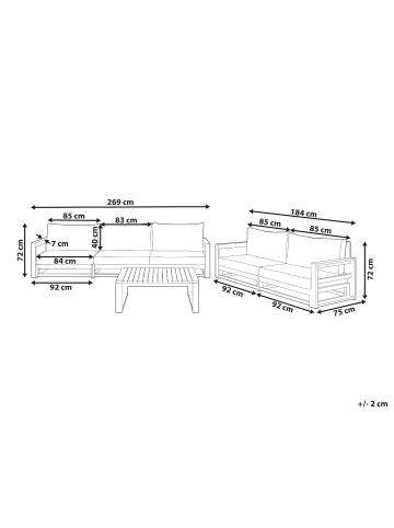 Beliani 3-tlg Sitzgruppe TIMOR in Braun/Grau/Beige