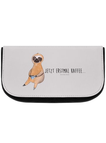 Mr. & Mrs. Panda Toilettentasche Faultier Kaffee mit Spruch in Grau Pastell
