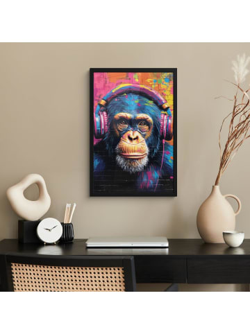 MuchoWow Poster mit Leiste Bunte Schimpanse