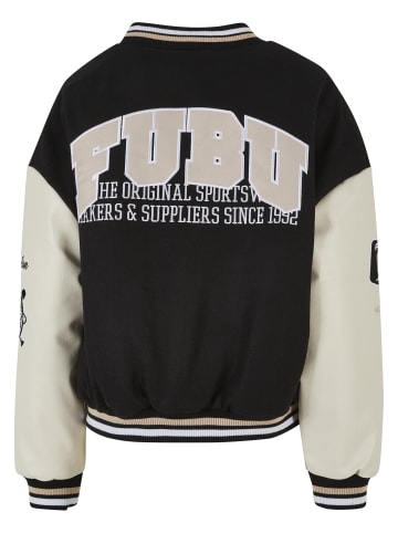 FUBU College Jackets in black/offwhite/sand