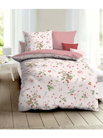 kaeppel 2 tlg. Linon Renforcé Bettwäsche 135x200cm Walderdbeeren in Rosa