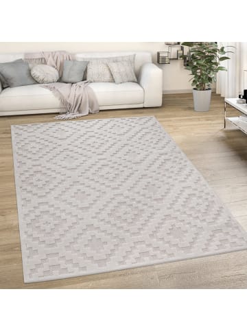KADIMA DESIGN Teppich Kurzflor Struktur Rauten Wohnzimmer in Creme