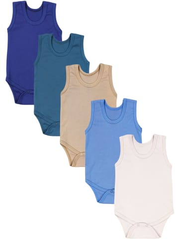 TupTam Baby Jungen Achselbody 5er Pack in blau/beige