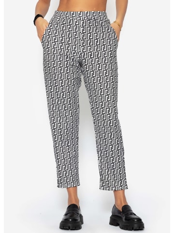 SASSYCLASSY Weiche Jogginghose mit geometrischem Print in Offwhite