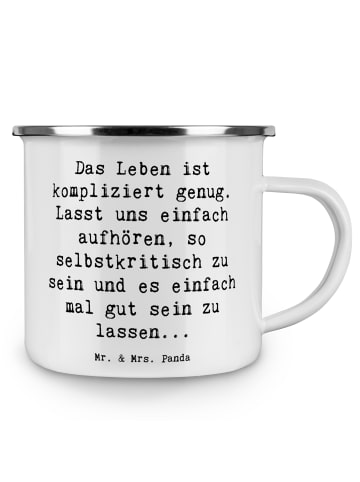 Mr. & Mrs. Panda Emaille Tasse Spruch Selbstzweifel Abschalten m... in Weiß