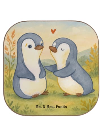 Mr. & Mrs. Panda Tischuntersetzer Pinguine trösten Design ohne S... in Weiß