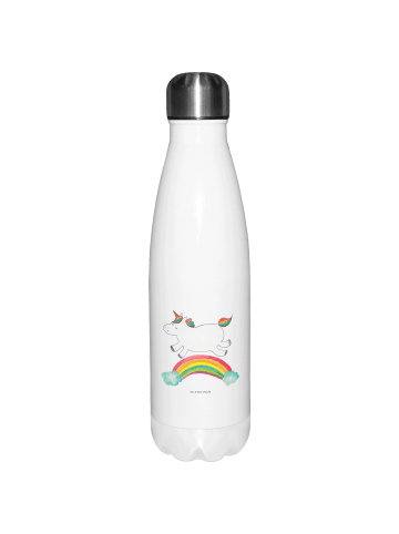 Mr. & Mrs. Panda Thermosflasche Einhorn Regenbogen ohne Spruch in Weiß