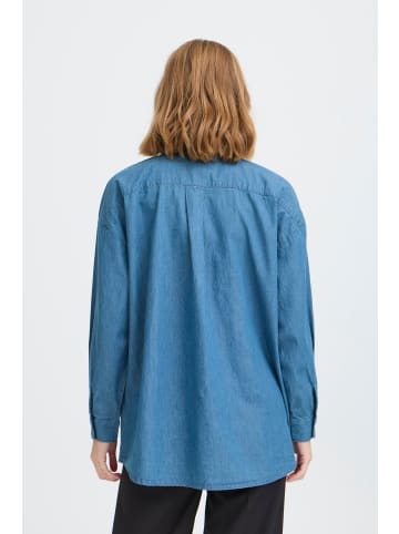 ICHI Hemd langarm IHBALLO Regular fit in Washed dark blue