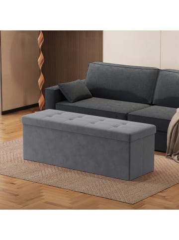 SONGMICS Sitzhocker Minota in Grau - (B)110 x (H)38 x (T)38 cm