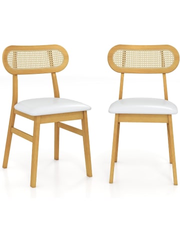 COSTWAY 2er Set Esszimmerstühle in Beige