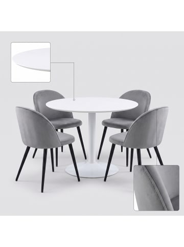 ebuy24 Essgruppe Carry (5-teilig) Weiß, grau 110 x 110 cm