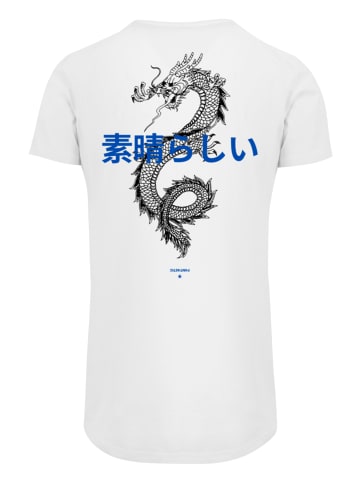 F4NT4STIC Herren T-Shirt Lang PLUS SIZE Dragon Drache Japan in weiß