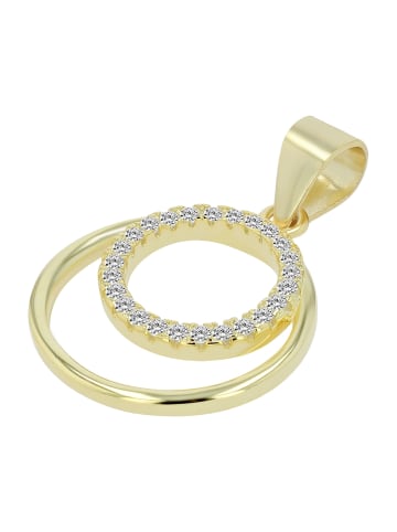 Adeliás Damen Anhänger aus 925 Silber mit Zirkonia in gold