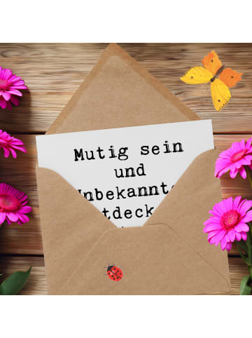 Mr. & Mrs. Panda Klappkarte Spruch Unbekannte Orte erkunden mit ... in Weiß