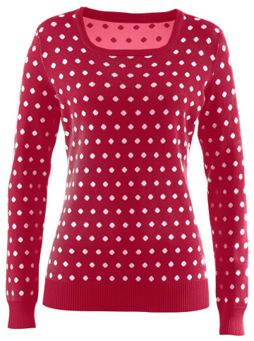 WITT WEIDEN Pullover in rot-weiß-getupft